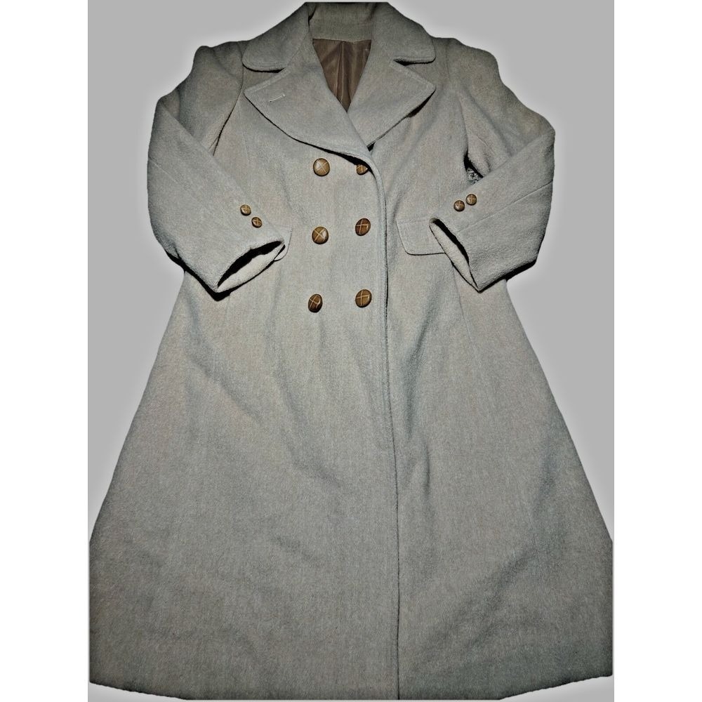 Vintage 60s-80s Wool Coat Double Breasted  Satin Lined READ Size Details Measure